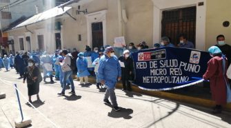 Trabajadores del Metropolitano protestando