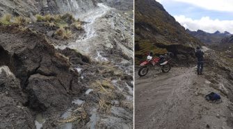 Derrumbes en la vía a Altiplano Chia en Ollachea