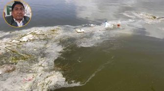 Aguas contaminadas por el derrame de aceite de soya.