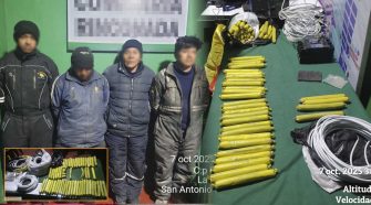 Intervención y detención de cuatro personas