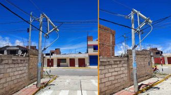 Camión daña poste de alumbrado